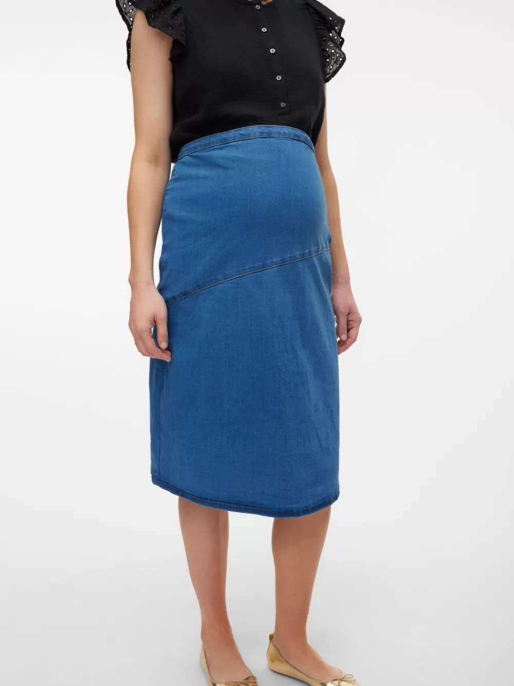 VERO MODA Korkea vyötärö Lyhyt hame Medium Blue Denim Flash Sale