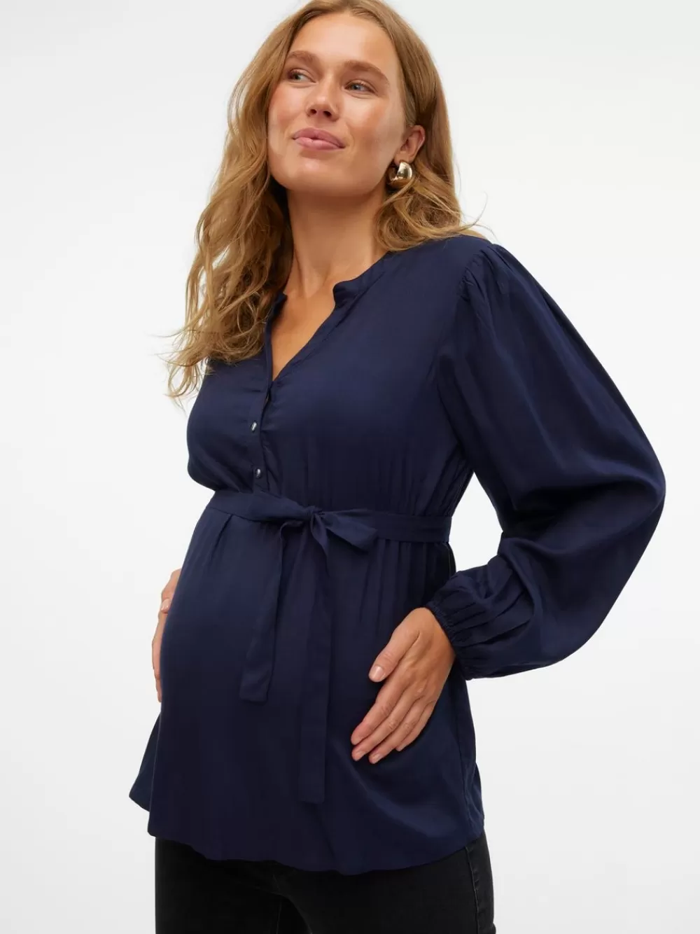 VERO MODA Regular fit Kiinalaiskaulus Napitetut hihansuut Pallohihat Topit Navy Blazer Sale