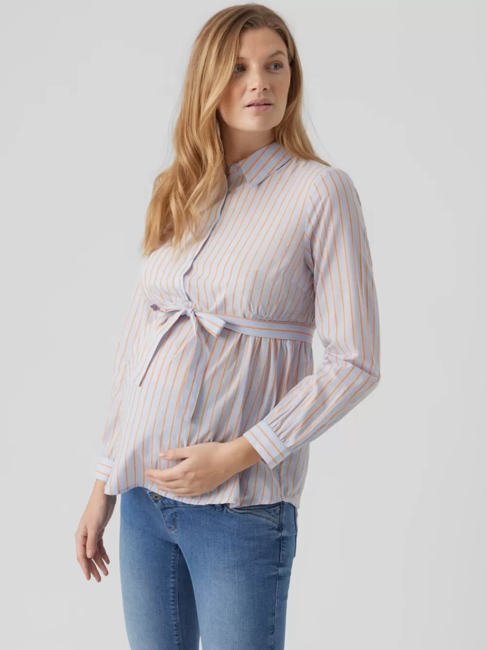 VERO MODA Regular fit Paitakaulus Normaalit hihat Topit Light Blue Best Sale