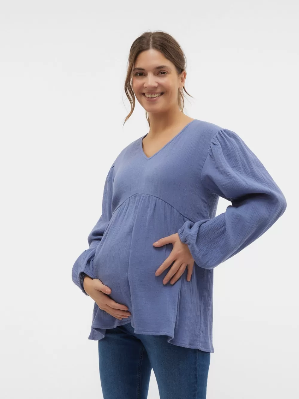 VERO MODA Regular fit V-pääntie Joustavat hihansuut Pallohihat Topit Coronet Blue Best Sale