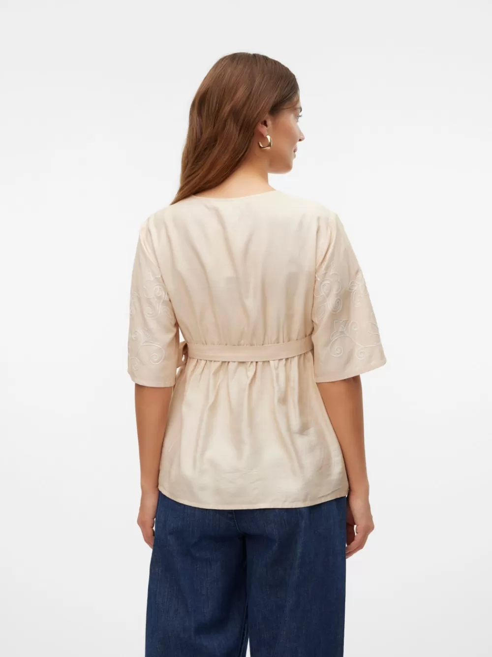 VERO MODA Regular fit V-pääntie Leveät hihat Topit French Oak Hot