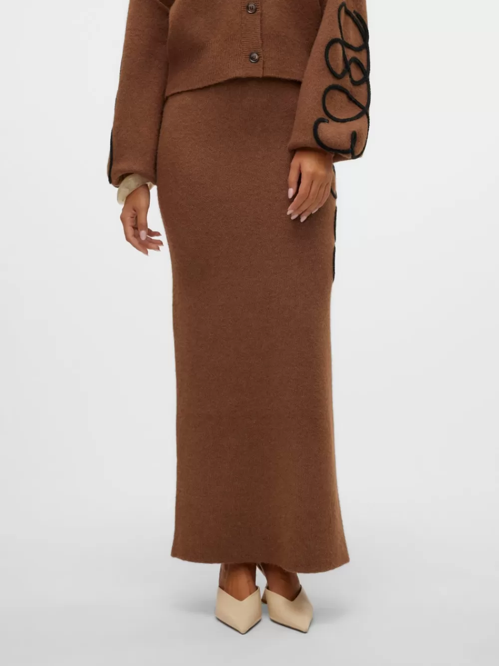 VERO MODA SNROSE Normaali vyötärö Pitkä hame Brown Lentil Store