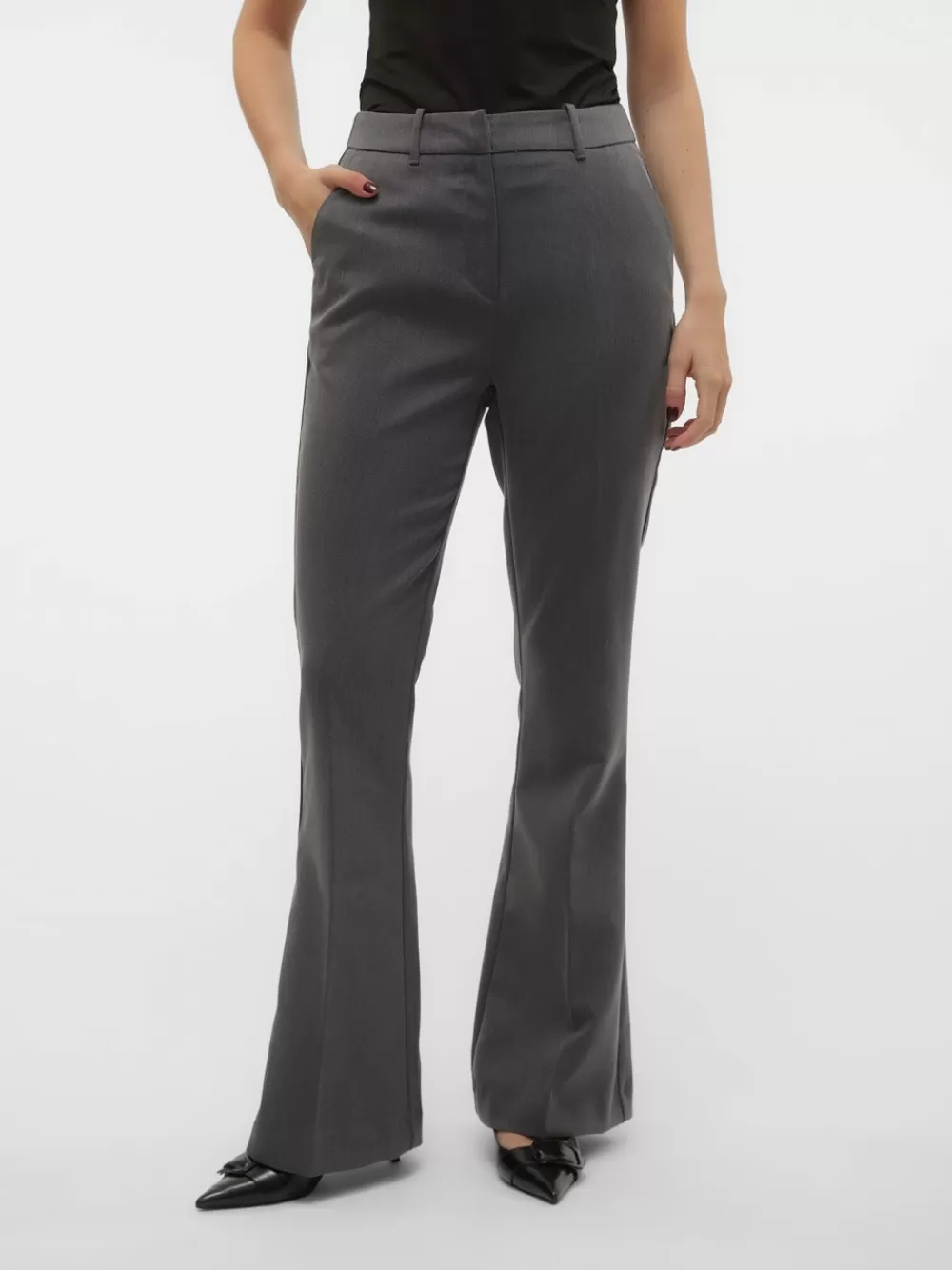 VERO MODA VMBEATE Korkea vyötärö Housut Medium Grey Melange Sale