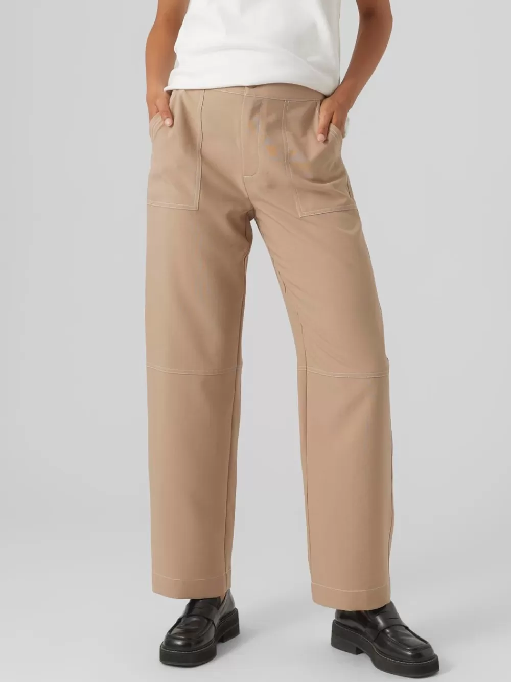 VERO MODA VMBORA Korkea vyötärö Housut Silver Mink Clearance