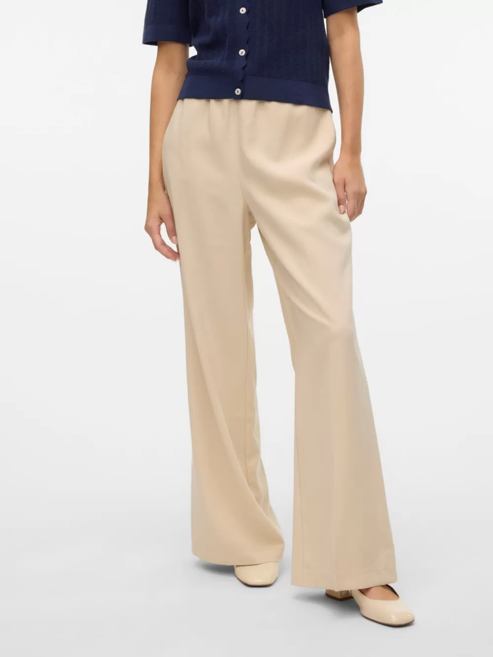 VERO MODA VMCARMEN Korkea vyötärö Housut Oatmeal Best Sale
