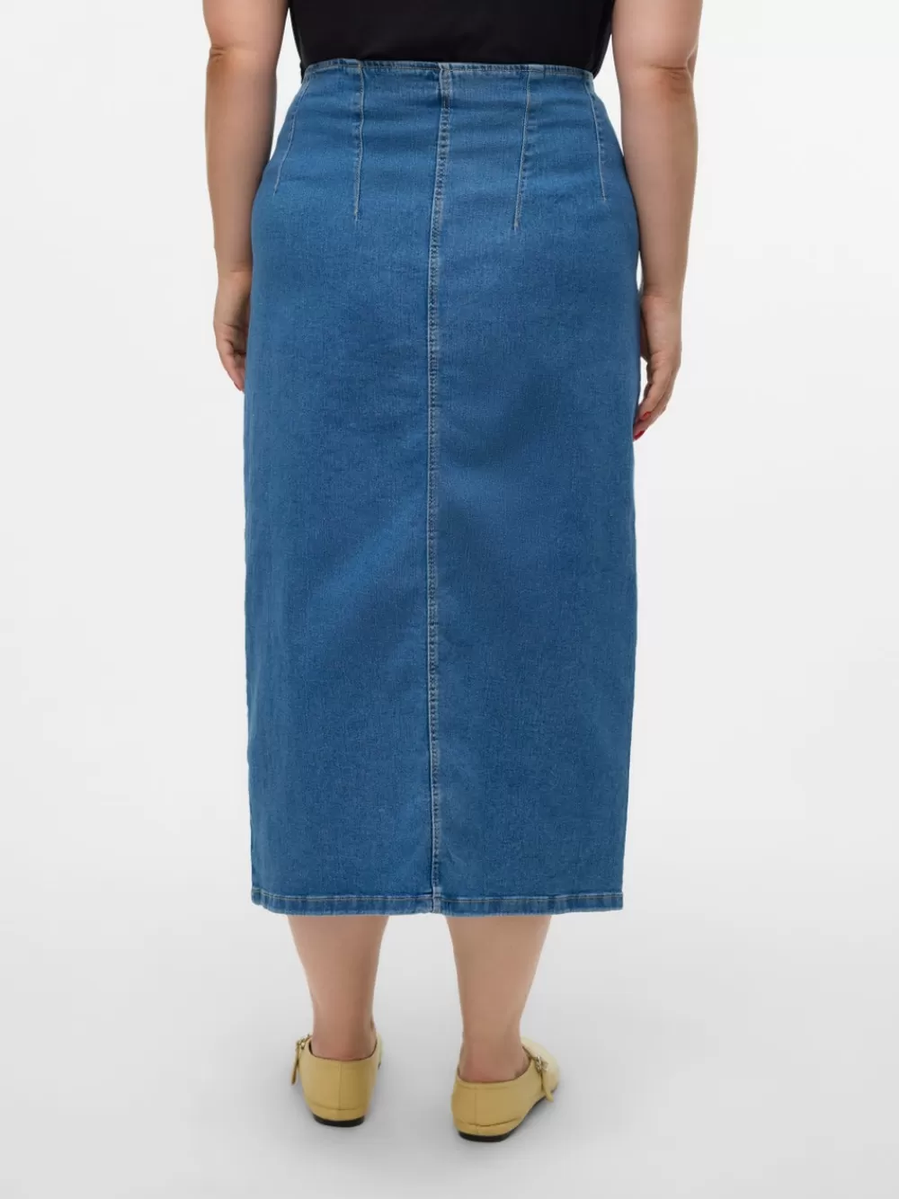 VERO MODA VMCMONIC Korkea vyötärö Midihame Medium Blue Denim Outlet