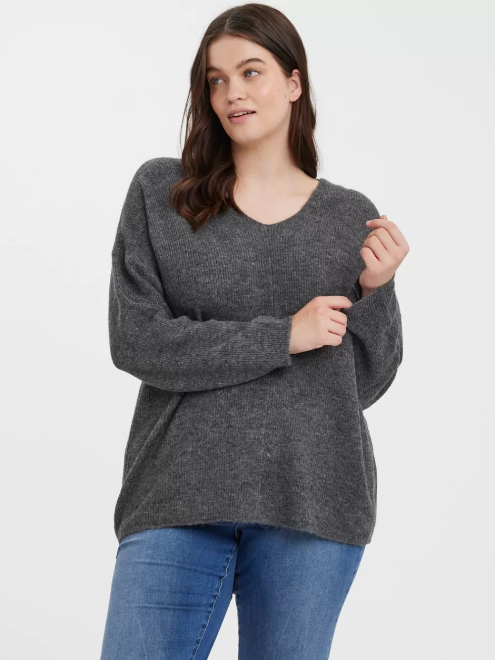 VERO MODA VMCREWLEFILE Neulepuserot Medium Grey Melange Cheap