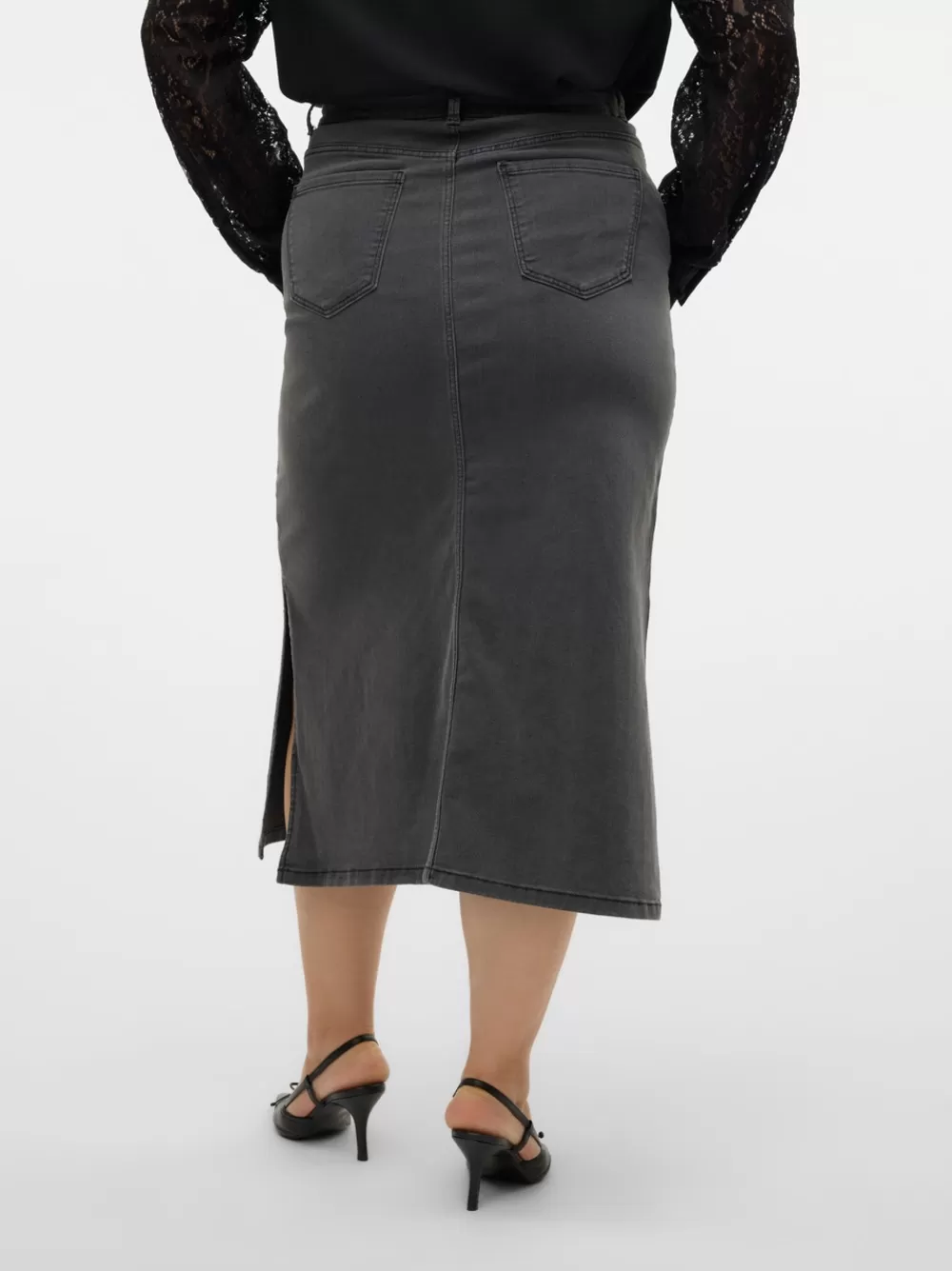 VERO MODA VMCSERENA Korkea vyötärö Pitkä hame Medium Grey Denim Cheap