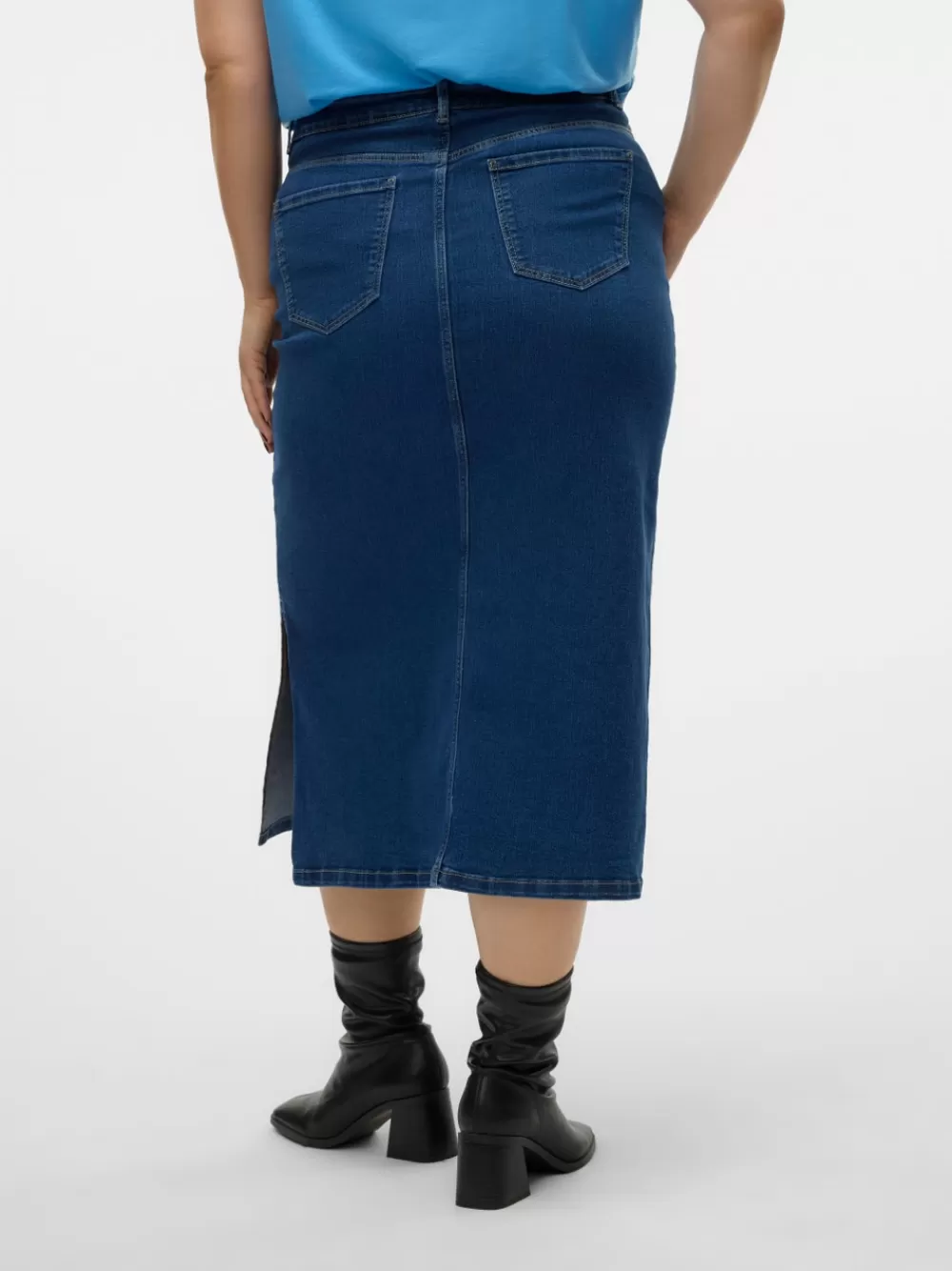 VERO MODA VMCSERENA Korkea vyötärö Pitkä hame Dark Blue Denim Store