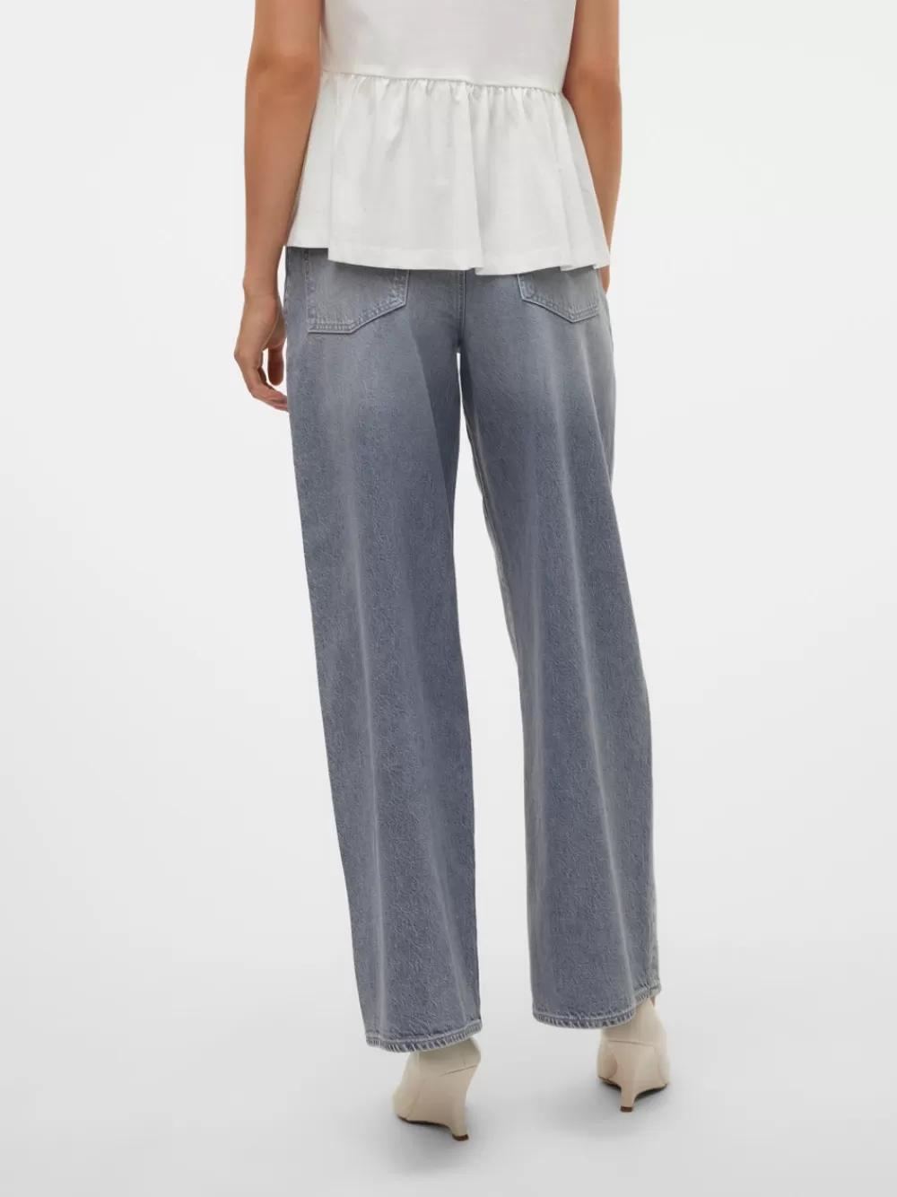 VERO MODA VMELINA Erittäin korkea vyötärö Wide leg fit Farkut Medium Grey Denim Flash Sale
