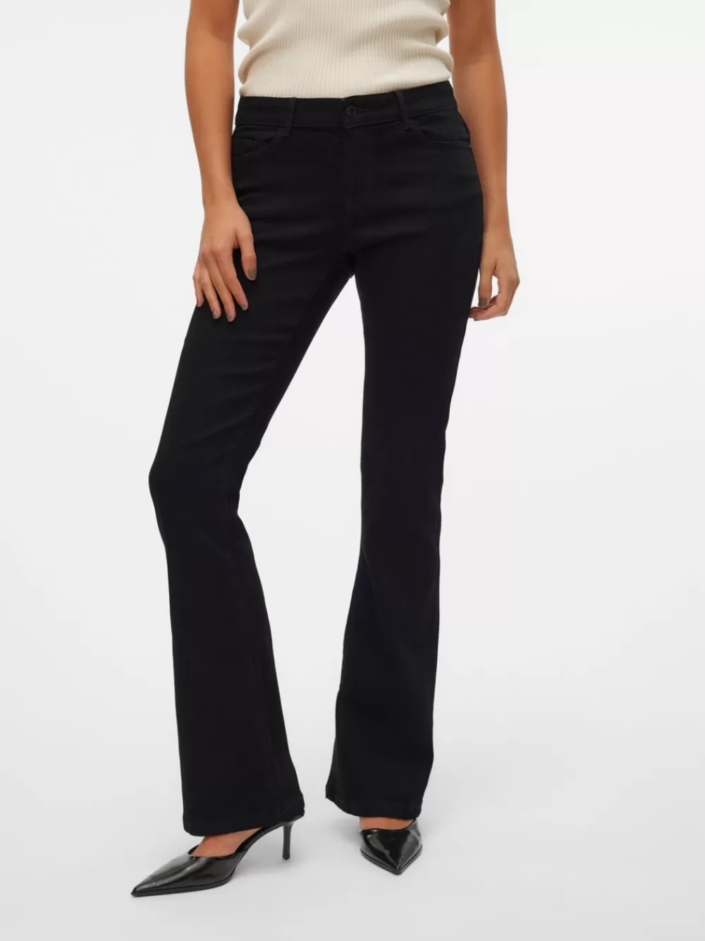 VERO MODA VMELLY Normaali vyötärö Flared fit Farkut Black New