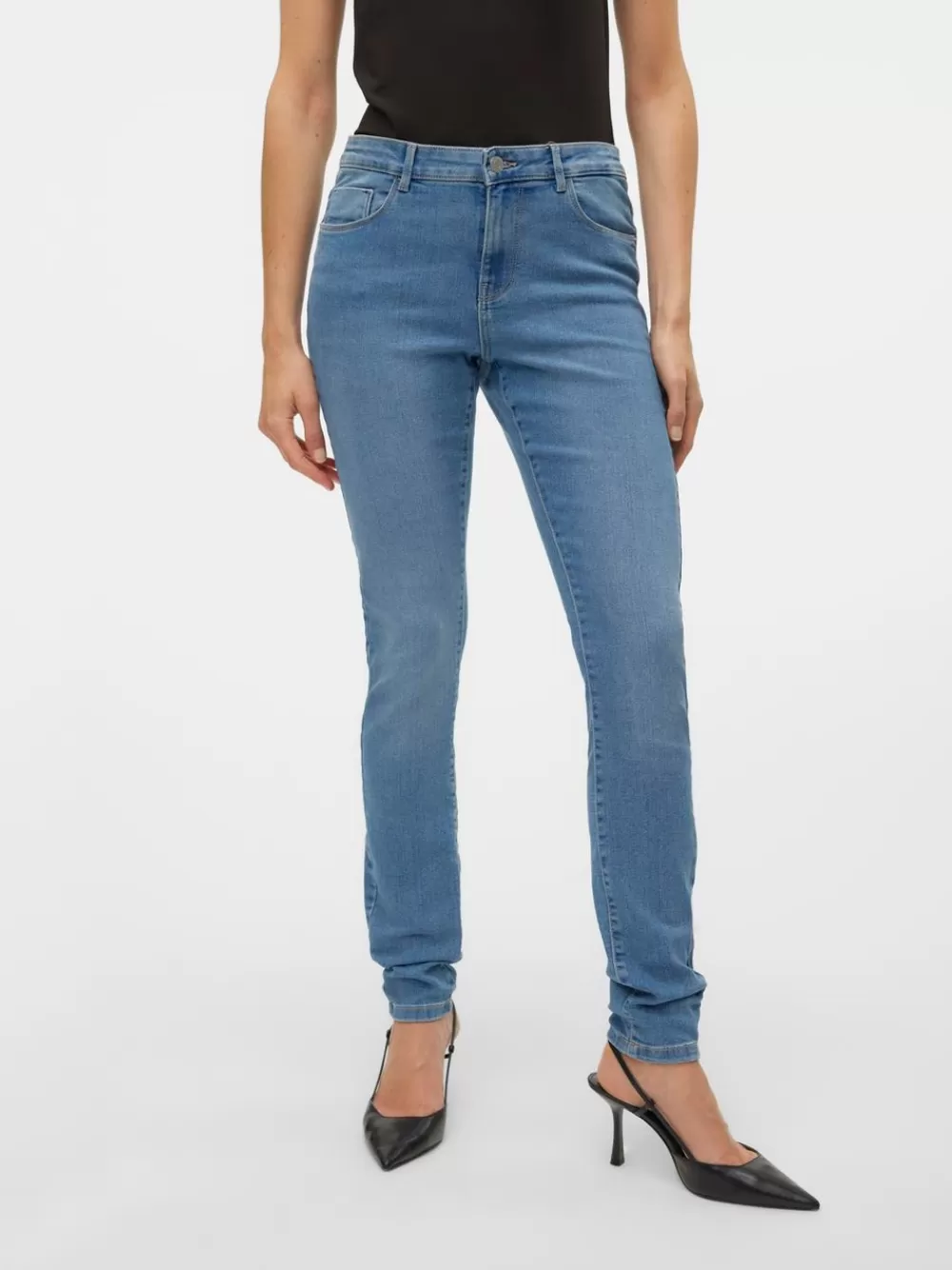 VERO MODA VMELLY Normaali vyötärö Skinny fit Farkut Medium Blue Denim Store