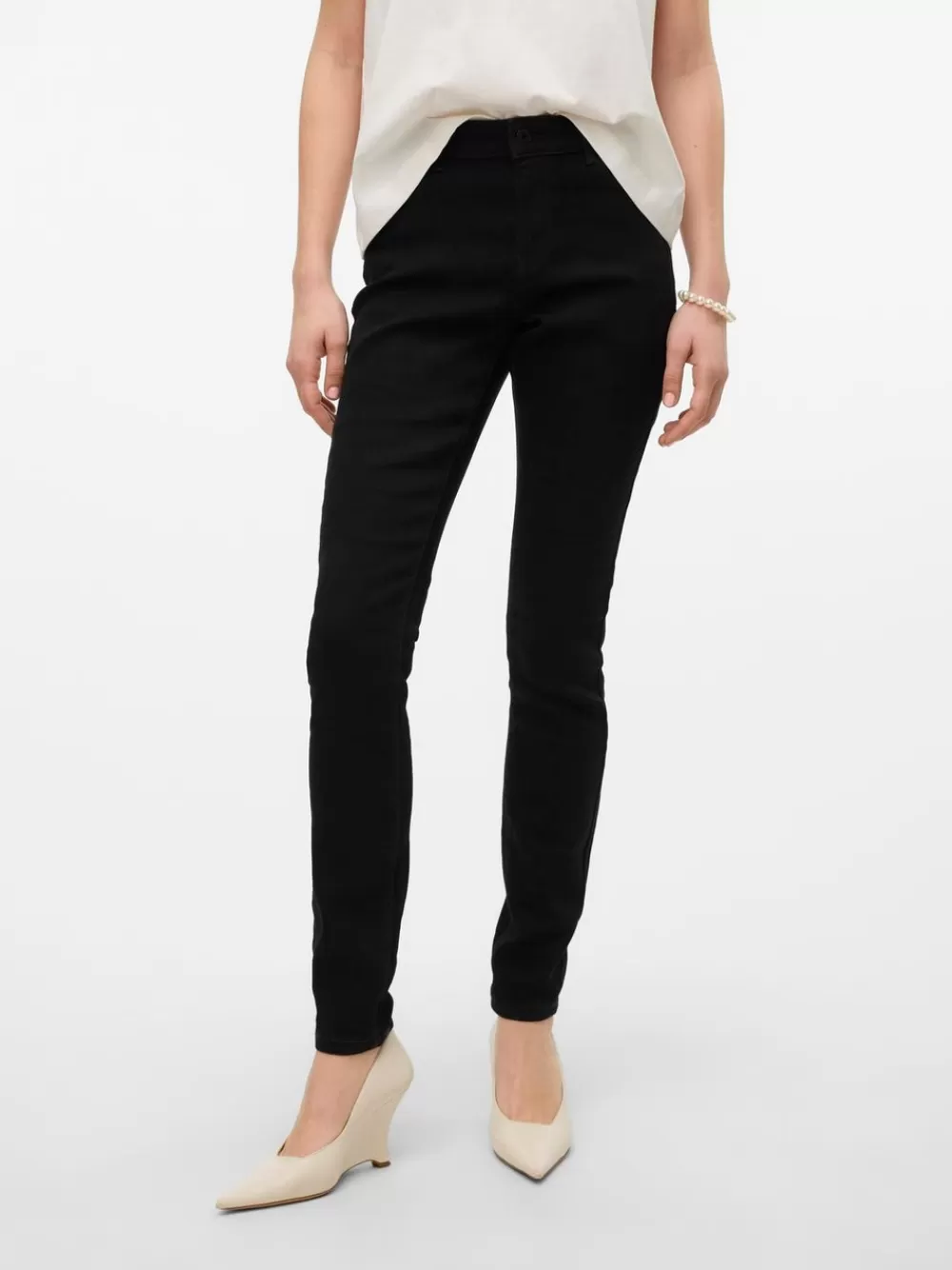 VERO MODA VMELLY Normaali vyötärö Skinny fit Farkut Black Best