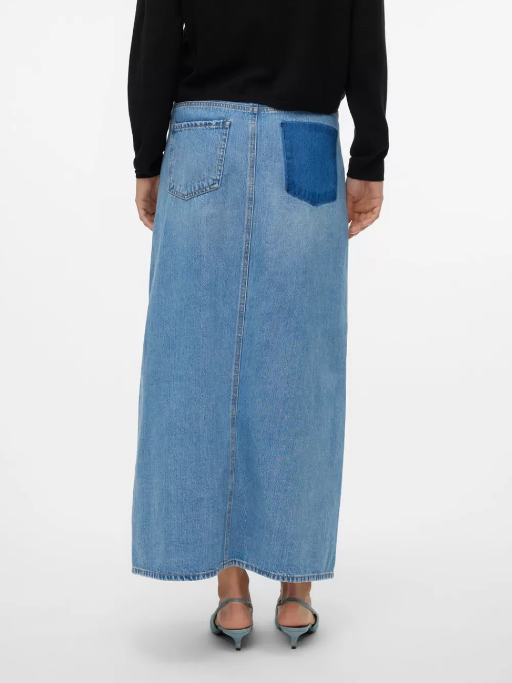VERO MODA VMHART Korkea vyötärö Pitkä hame Medium Blue Denim Flash Sale