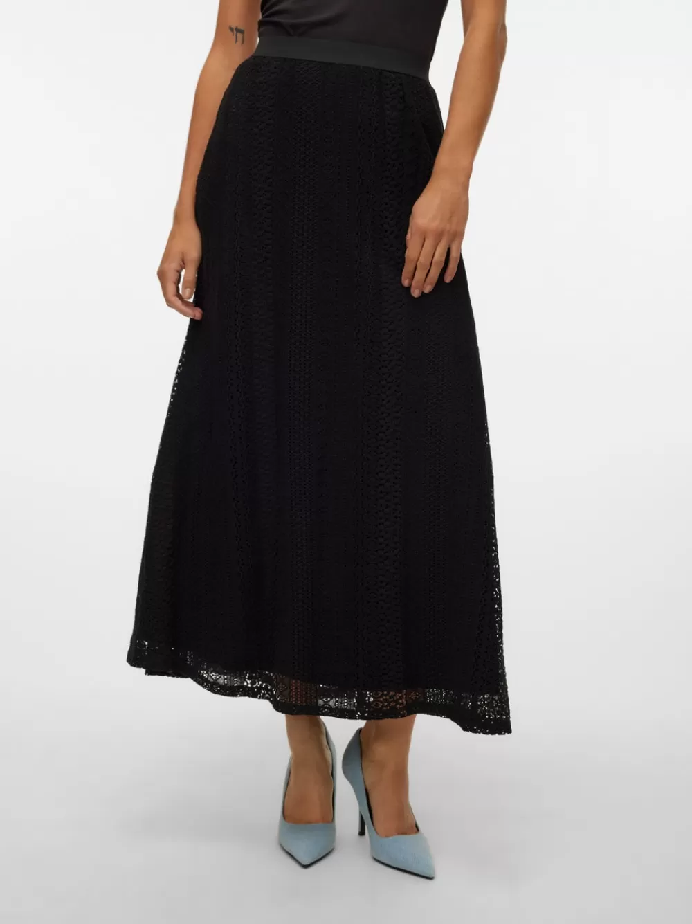VERO MODA VMHONEY Korkea vyötärö Pitkä hame Black Cheap