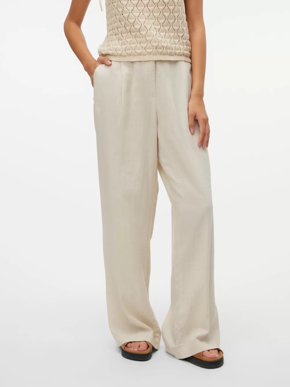 VERO MODA VMLINN Korkea vyötärö Housut Oatmeal Shop