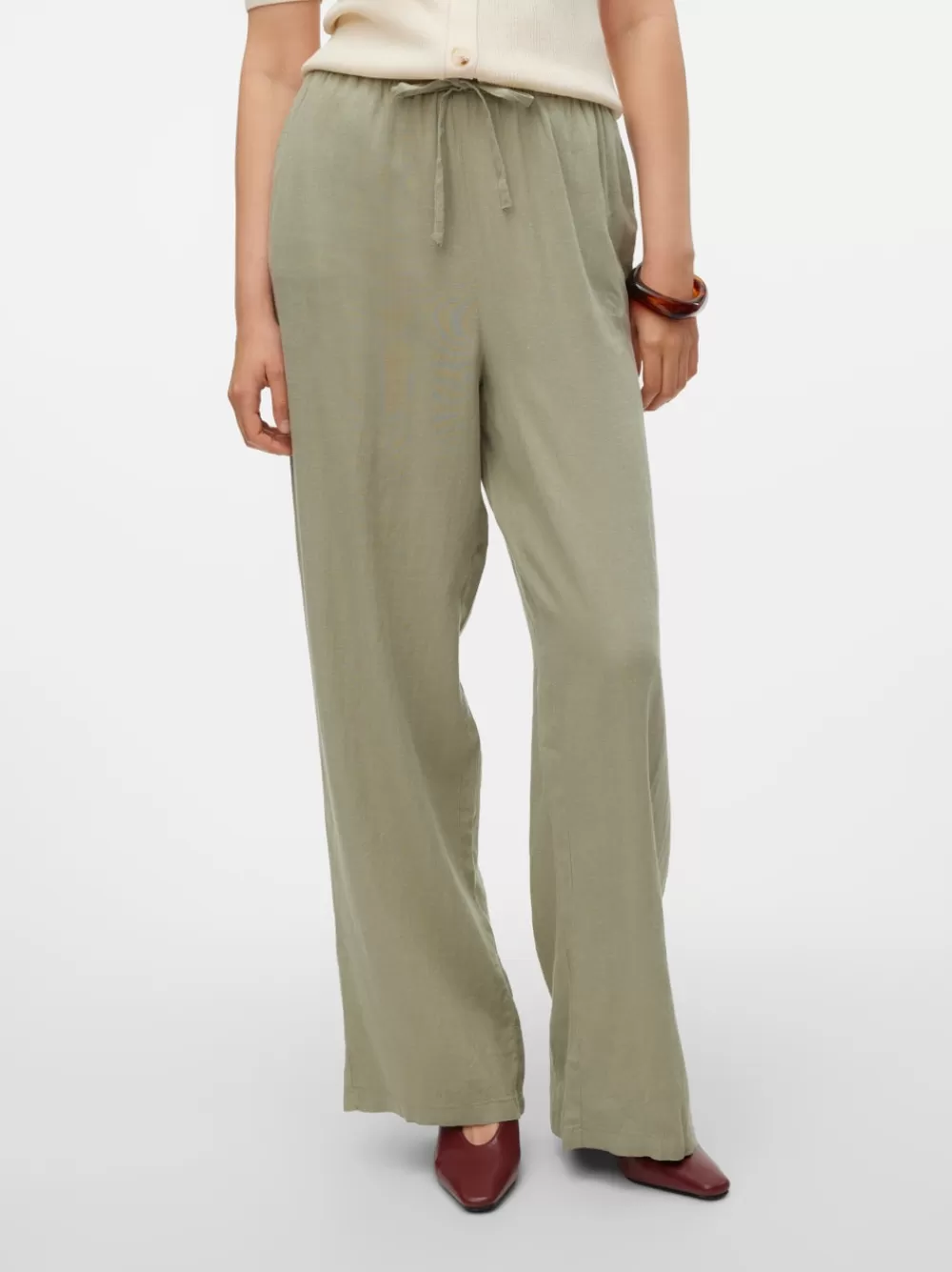 VERO MODA VMLINN Normaali vyötärö Housut Seagrass New