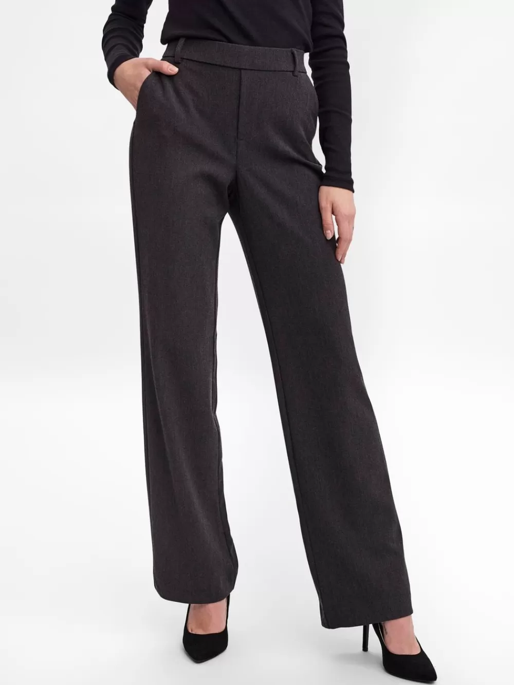 VERO MODA VMMAYA Normaali vyötärö Housut Dark Grey Melange Cheap