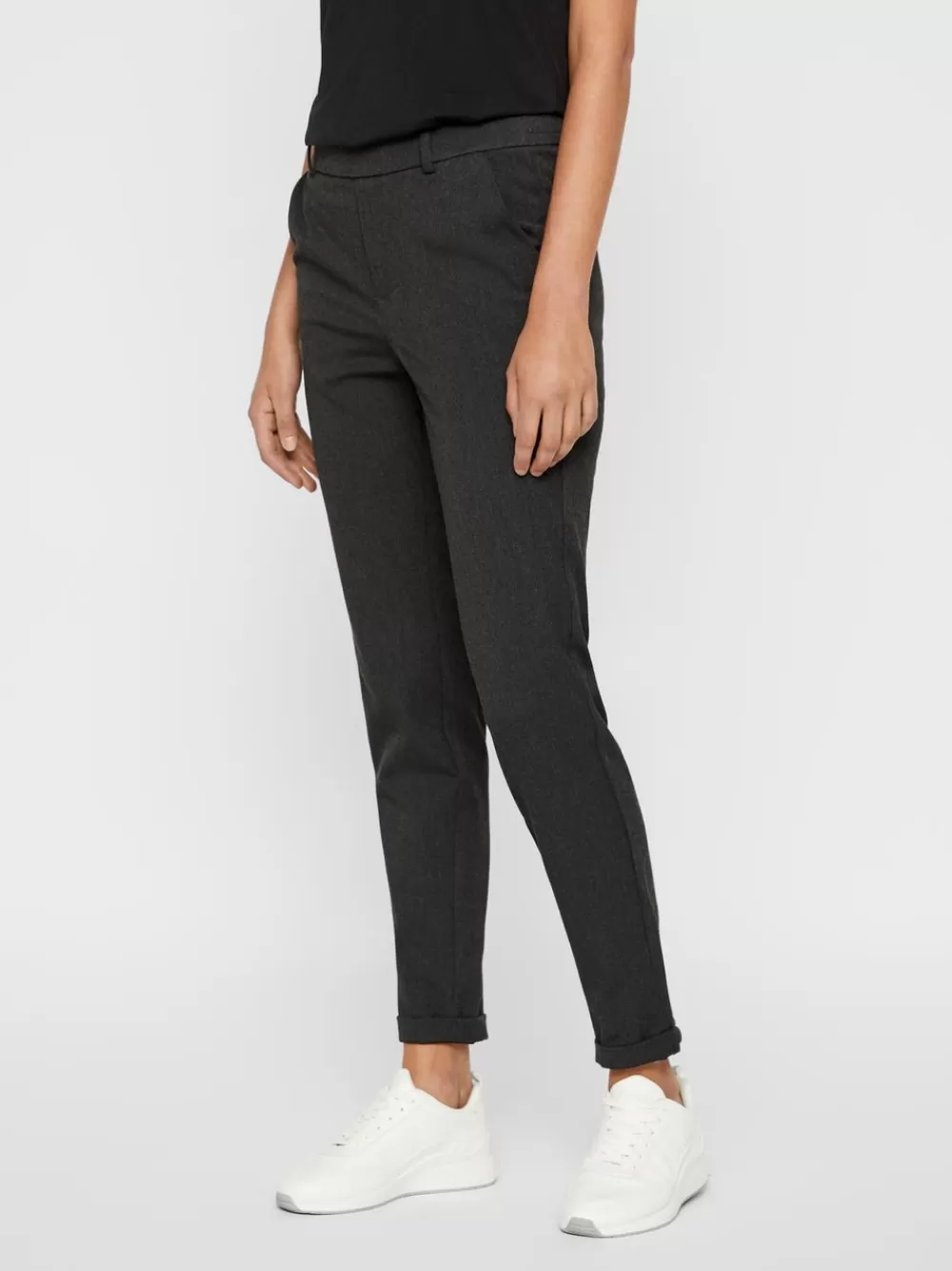 VERO MODA VMMAYA Normaali vyötärö Housut Dark Grey Melange Fashion
