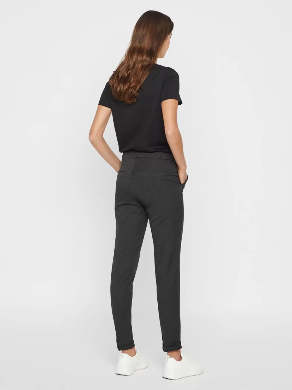 VERO MODA VMMAYA Normaali vyötärö Housut Dark Grey Melange Fashion