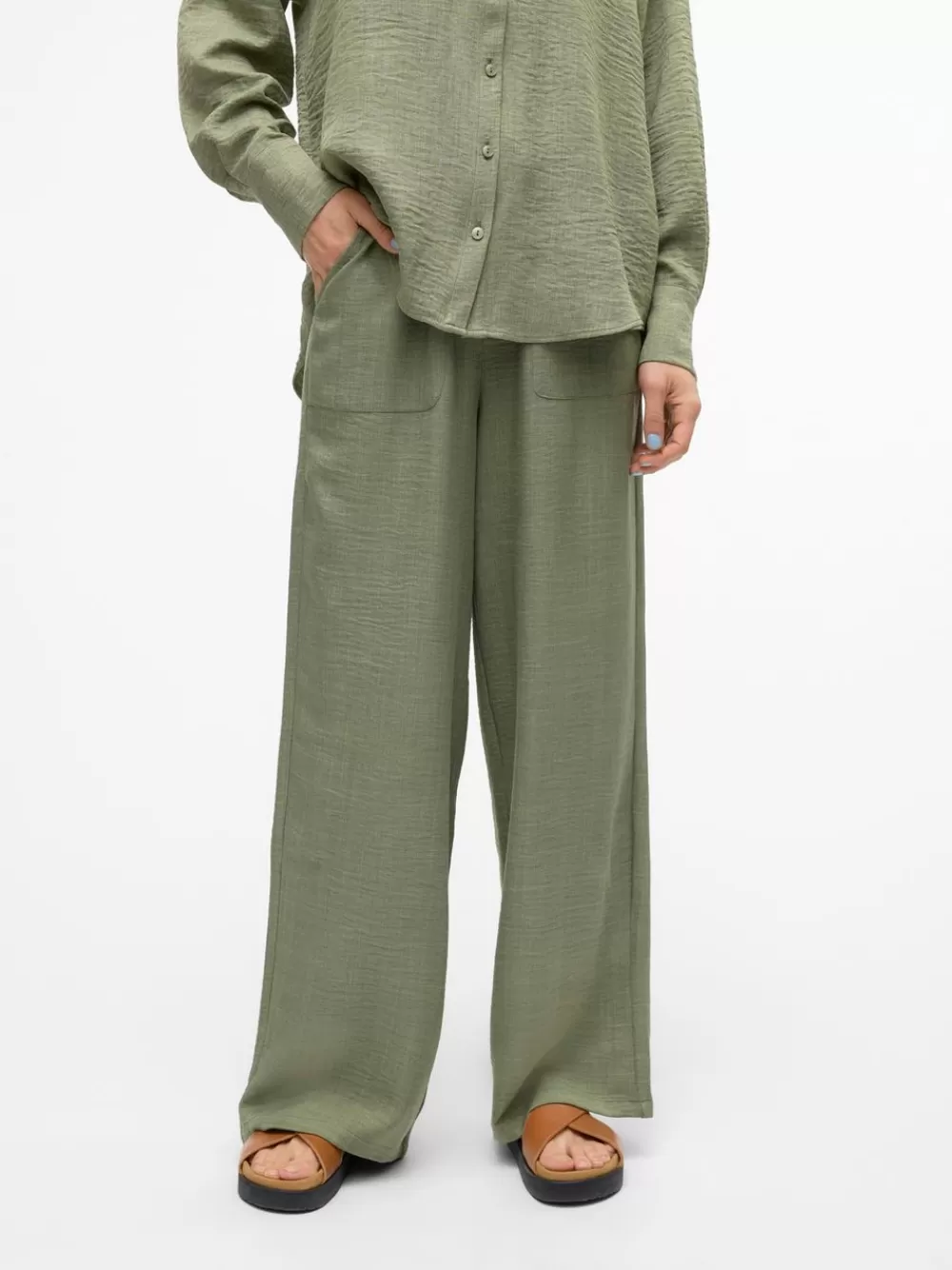 VERO MODA VMMELANEY Korkea vyötärö Housut Laurel Wreath Hot