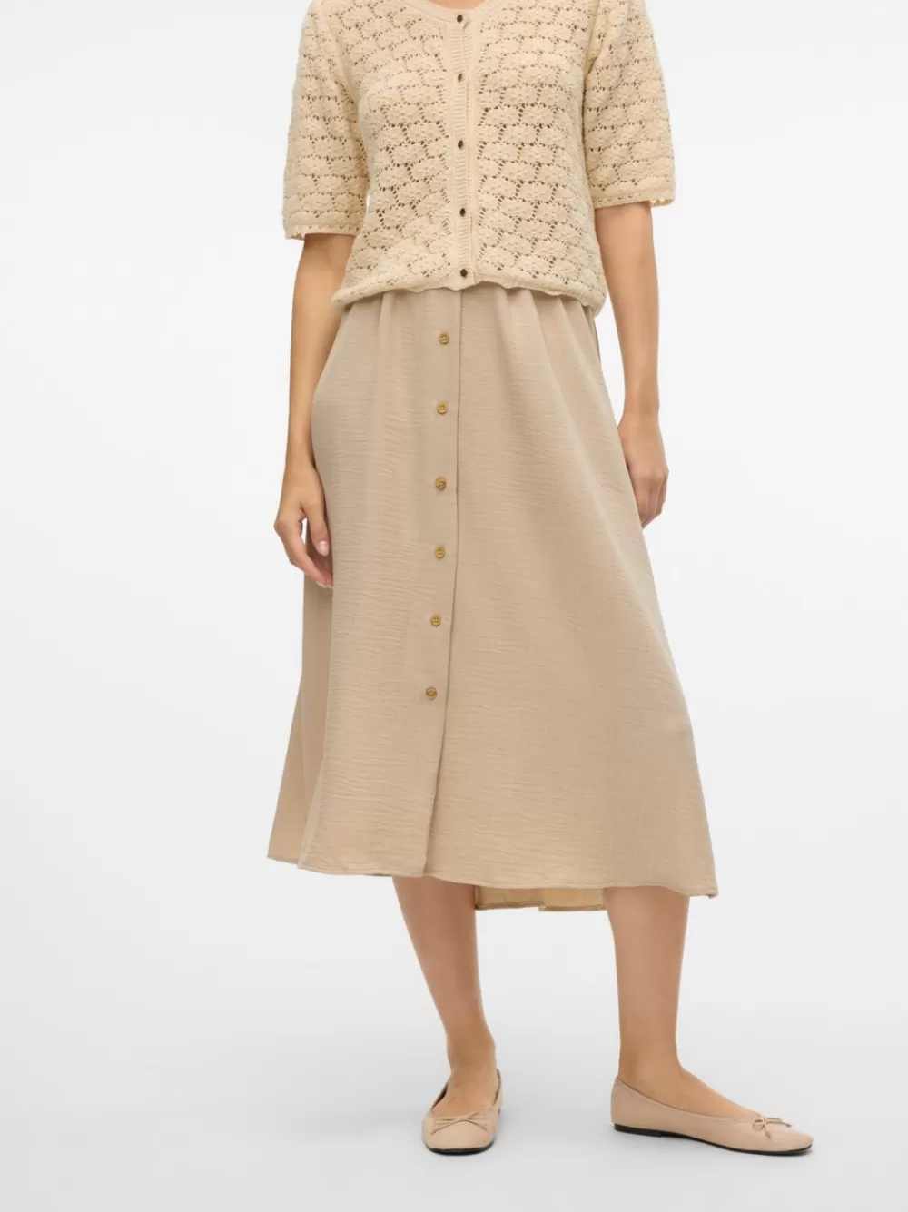 VERO MODA VMMELANEY Korkea vyötärö Pitkä hame Overcast New