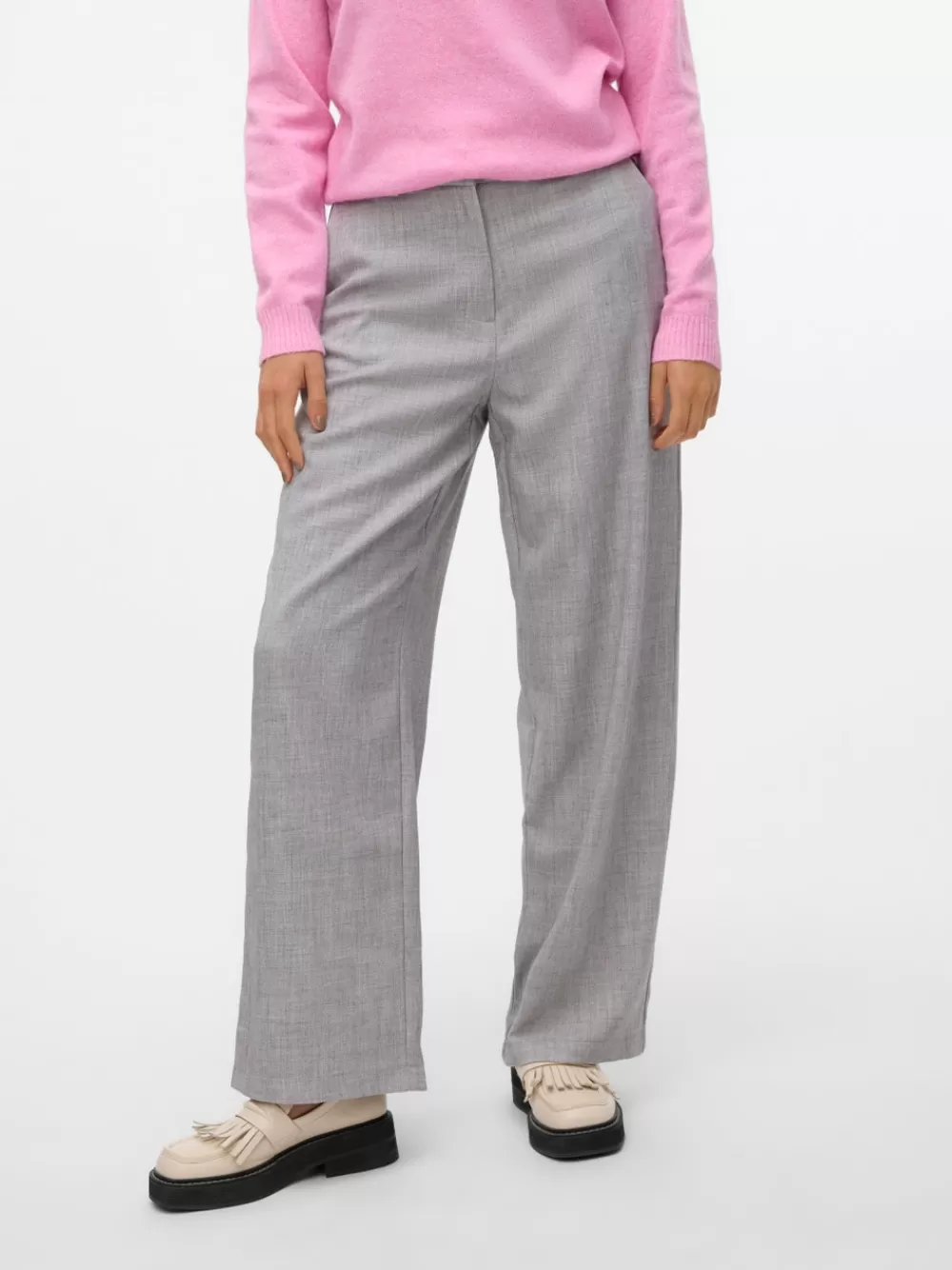 VERO MODA VMMELINA Korkea vyötärö Housut Light Grey Melange Shop