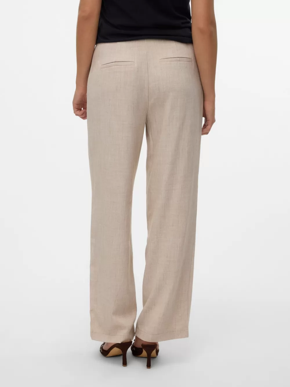 VERO MODA VMMELINA Korkea vyötärö Housut Oatmeal Best