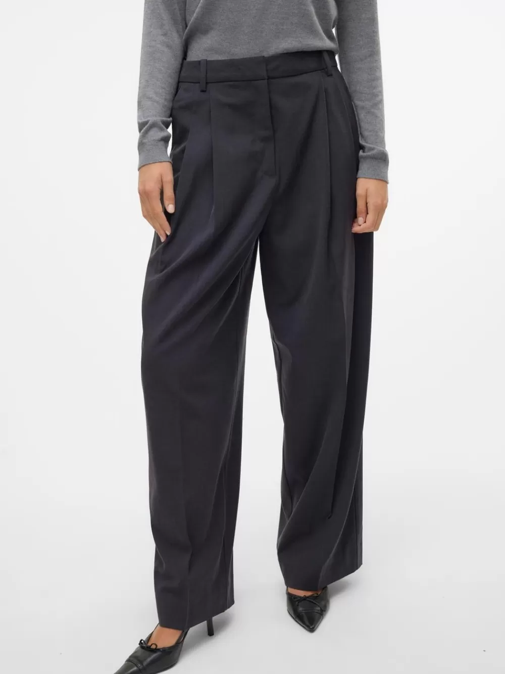 VERO MODA VMMILLY Suorat housut Dark Grey Melange Hot
