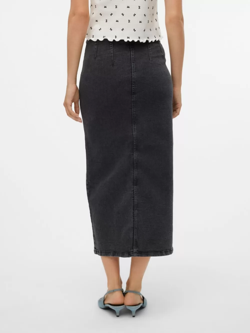 VERO MODA VMMONIC Korkea vyötärö Midihame Dark Grey Denim Best