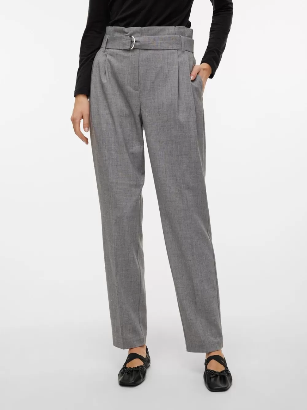 VERO MODA VMNATE Korkea vyötärö Housut Light Grey Melange Cheap