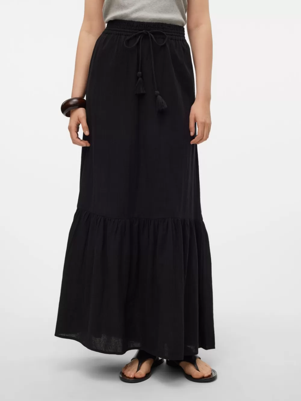 VERO MODA VMPRETTY Korkea vyötärö Pitkä hame Black Hot