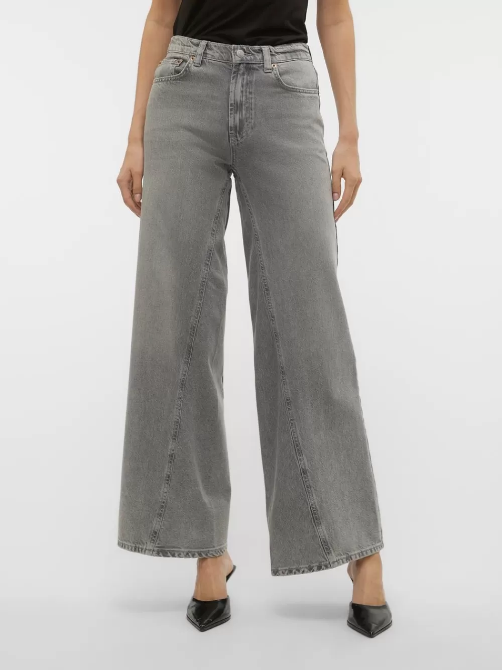 VERO MODA VMRAIL Normaali vyötärö Wide fit Farkut Medium Grey Denim New