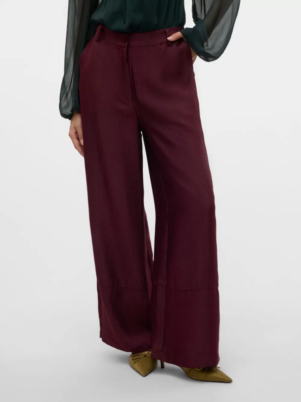 VERO MODA VMRAQUEL Korkea vyötärö Housut Winetasting Flash Sale