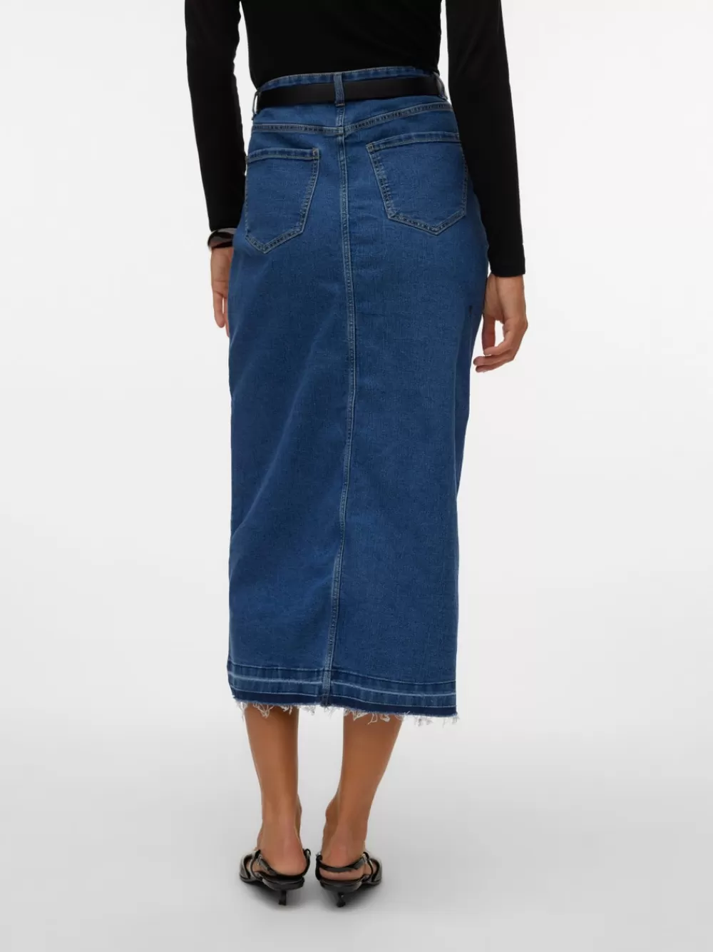 VERO MODA VMREAL Korkea vyötärö Pitkä hame Medium Blue Denim New