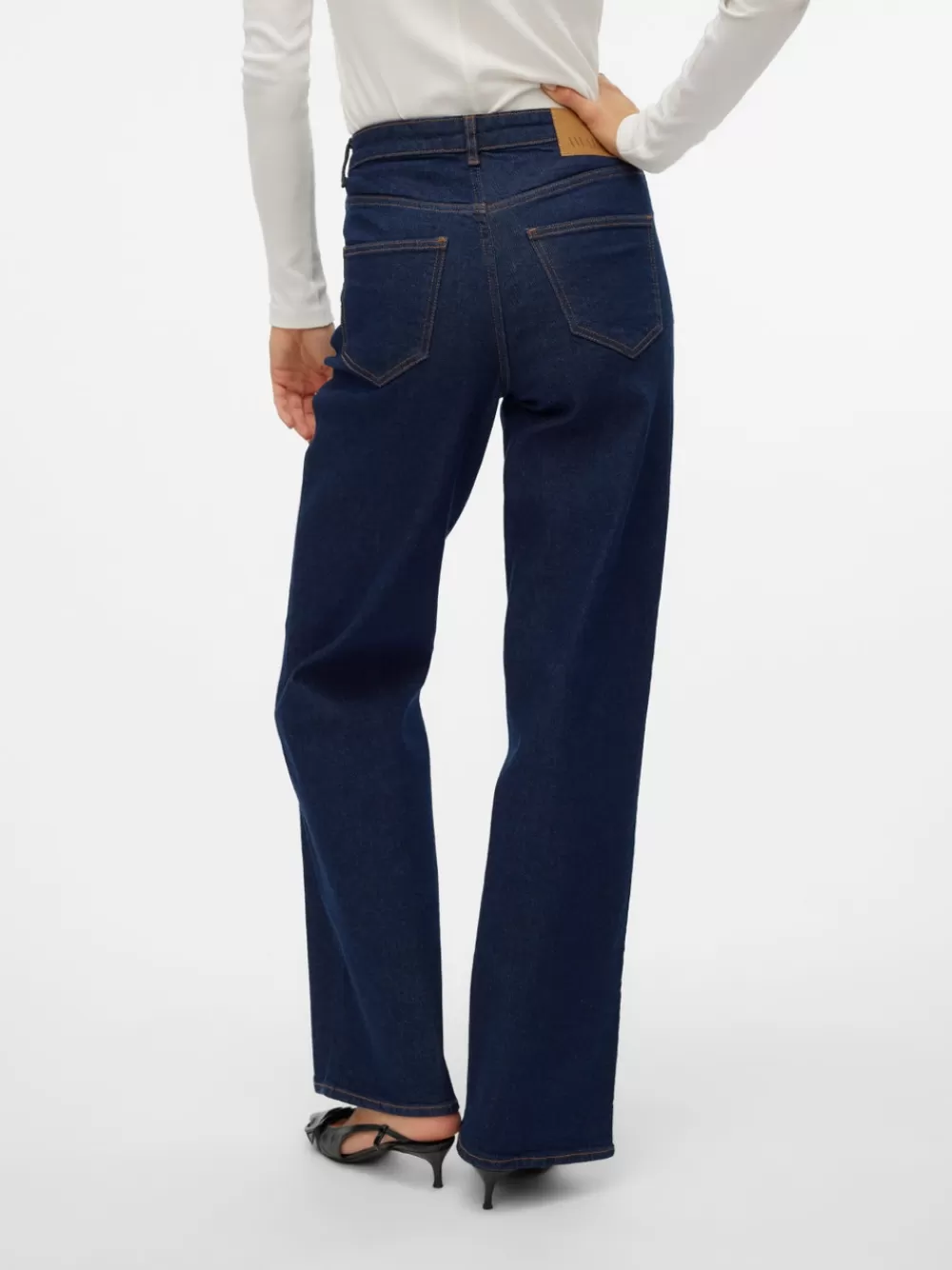 VERO MODA VMREBECCA Erittäin korkea vyötärö Wide fit Farkut Dark Blue Denim Flash Sale