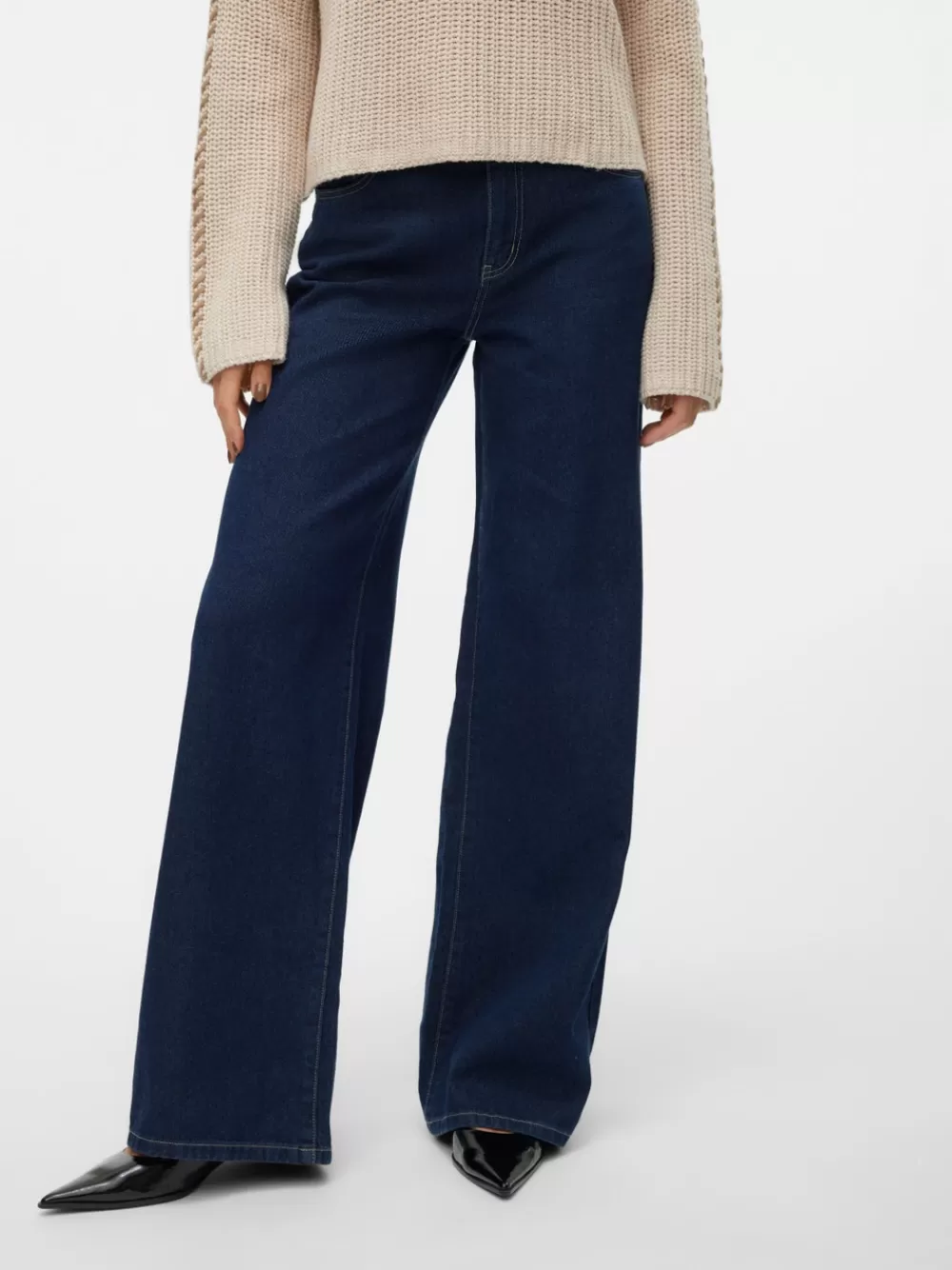 VERO MODA VMREMY Normaali vyötärö Wide fit Farkut Dark Blue Denim Cheap