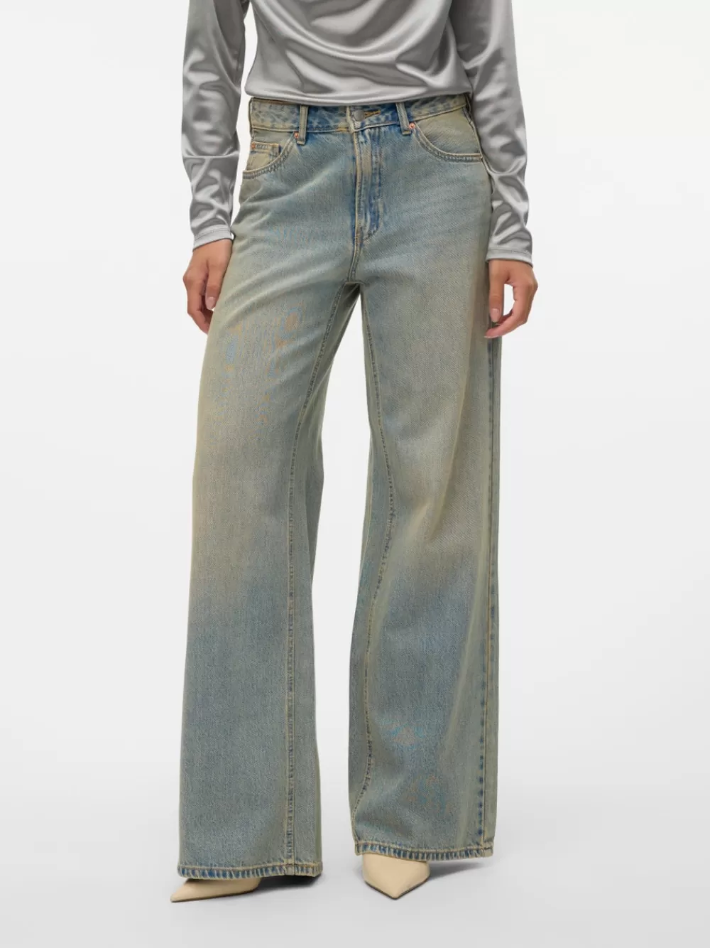 VERO MODA VMREMY Normaali vyötärö Wide leg fit Farkut Medium Blue Denim Hot