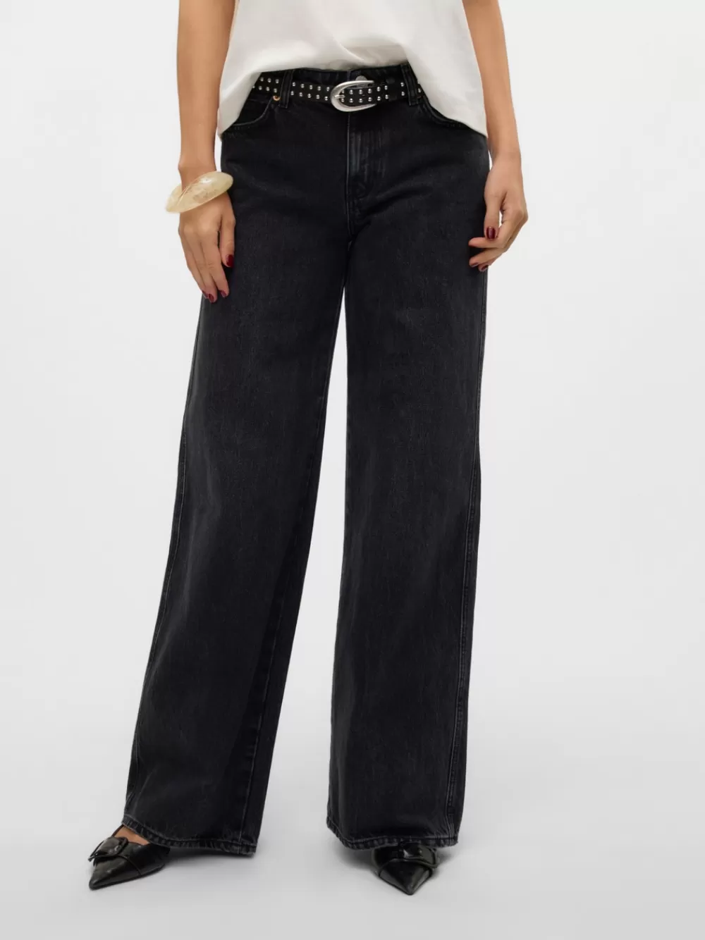 VERO MODA VMREMY Wide leg fit Farkut Black Denim Fashion
