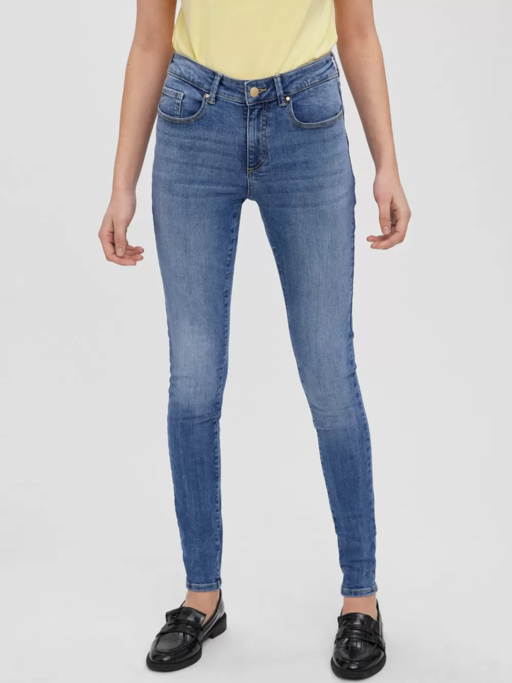 VERO MODA VMSEVEN Normaali vyötärö Slim fit Farkut Medium Blue Denim Cheap
