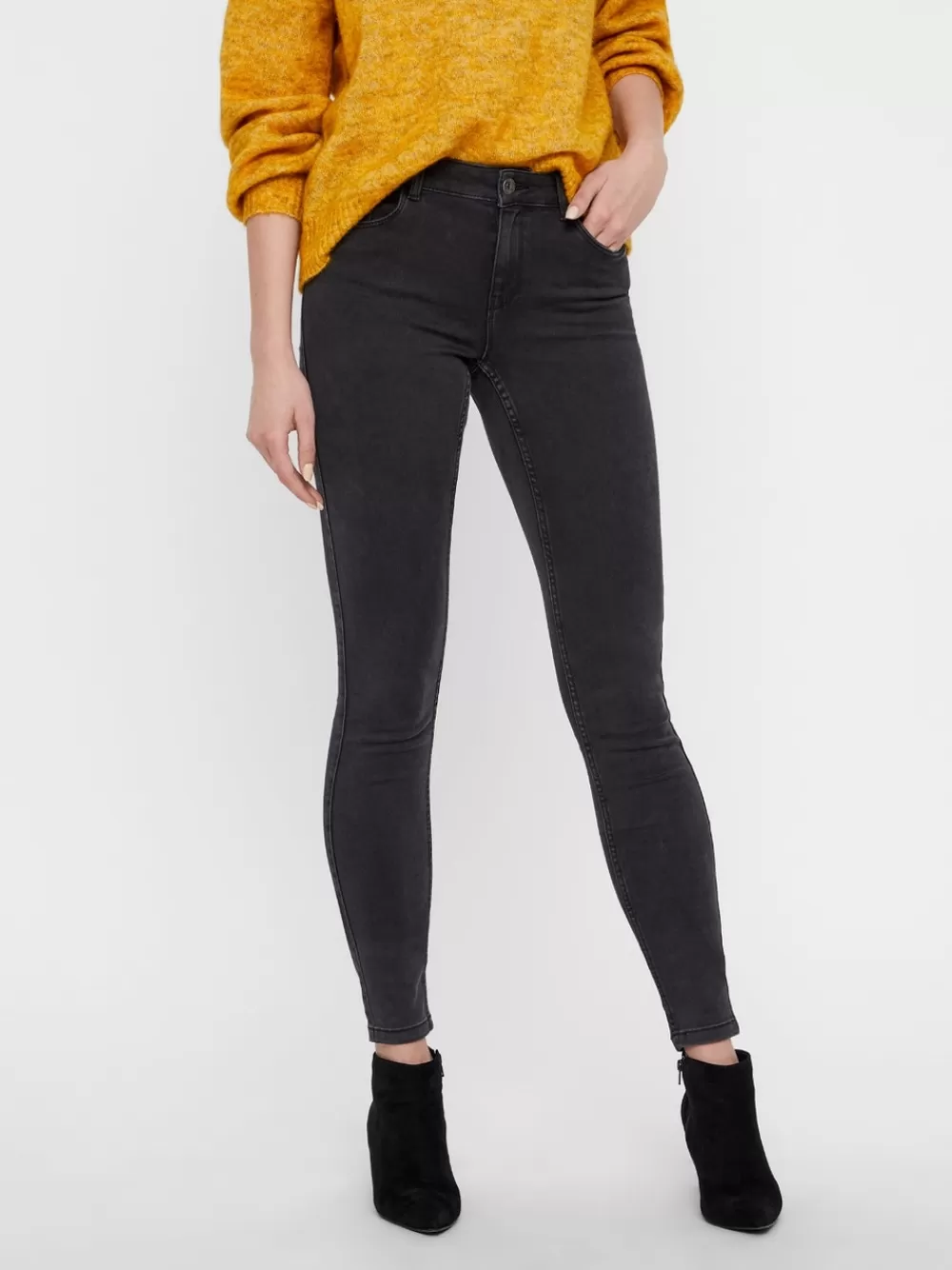 VERO MODA VMSEVEN Normaali vyötärö Slim fit Farkut Dark Grey Denim New