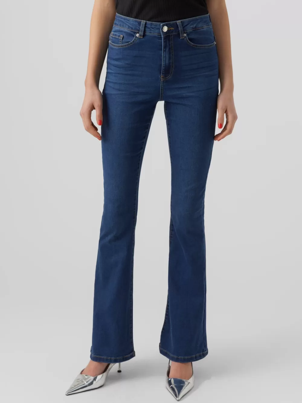 VERO MODA VMSIGA Korkea vyötärö Flared fit Farkut Dark Blue Denim Hot