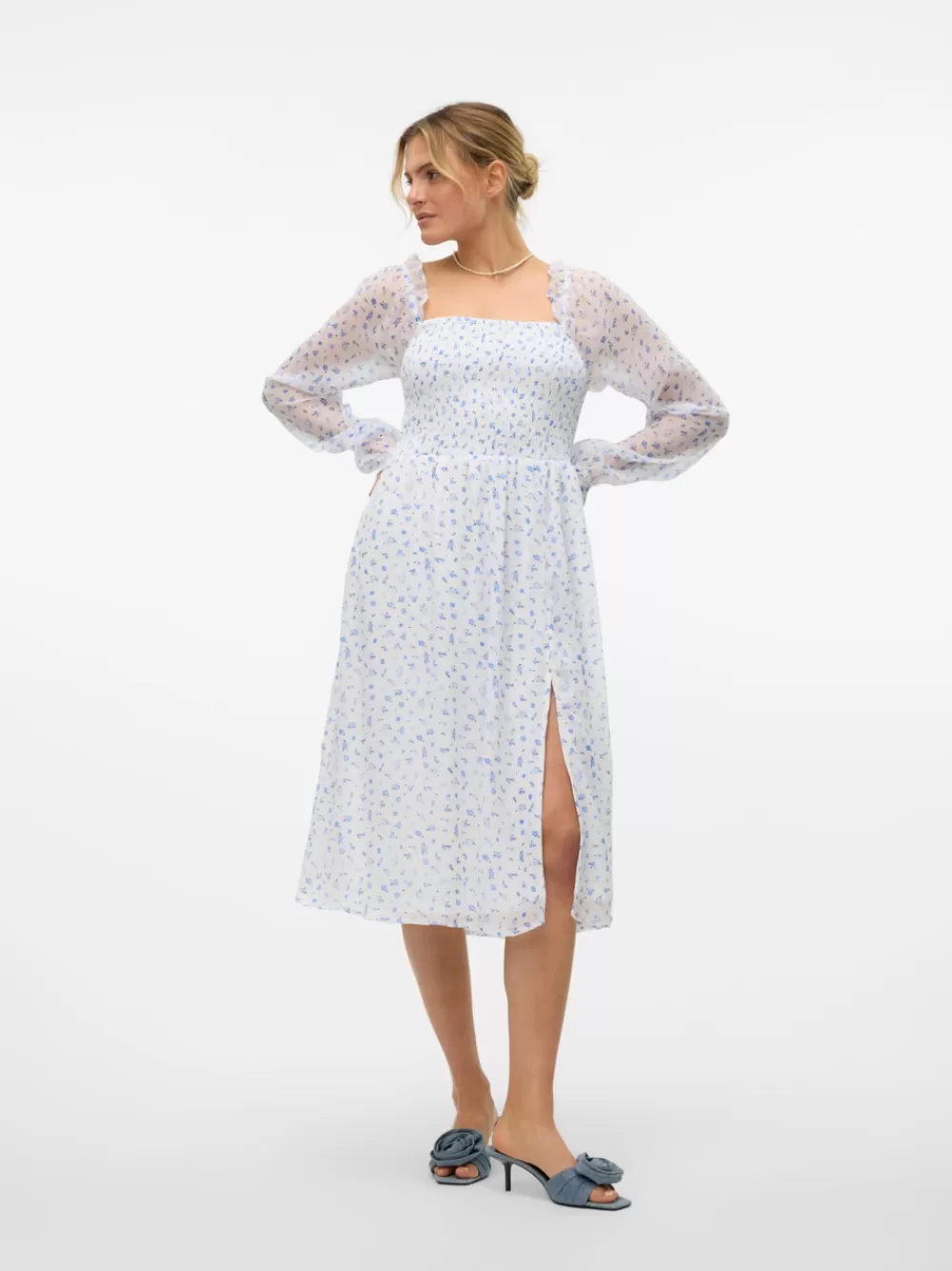 VERO MODA VMSMILLA Pitkä mekko Bright White Fashion