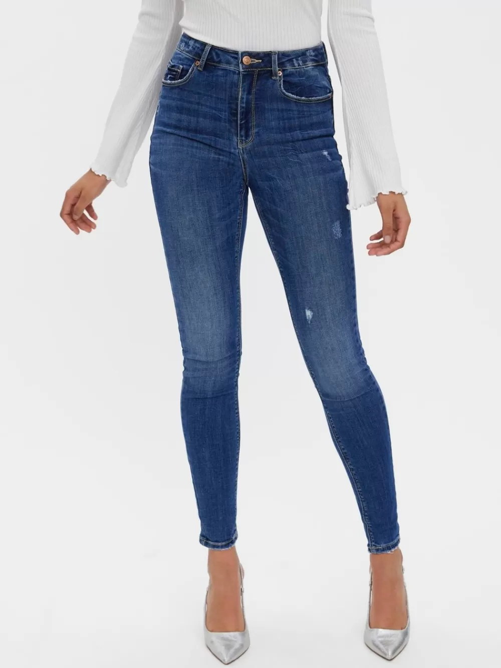 VERO MODA VMSOPHIA Korkea vyötärö Slim fit Farkut Medium Blue Denim Discount