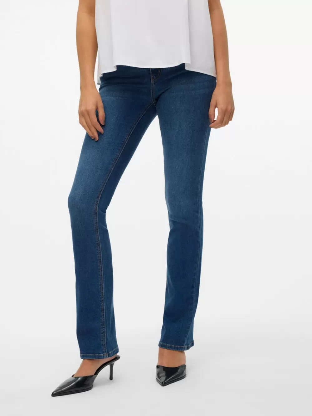 VERO MODA VMSYLVIA Matala vyötärö Bootcut fit Farkut Dark Blue Denim Sale