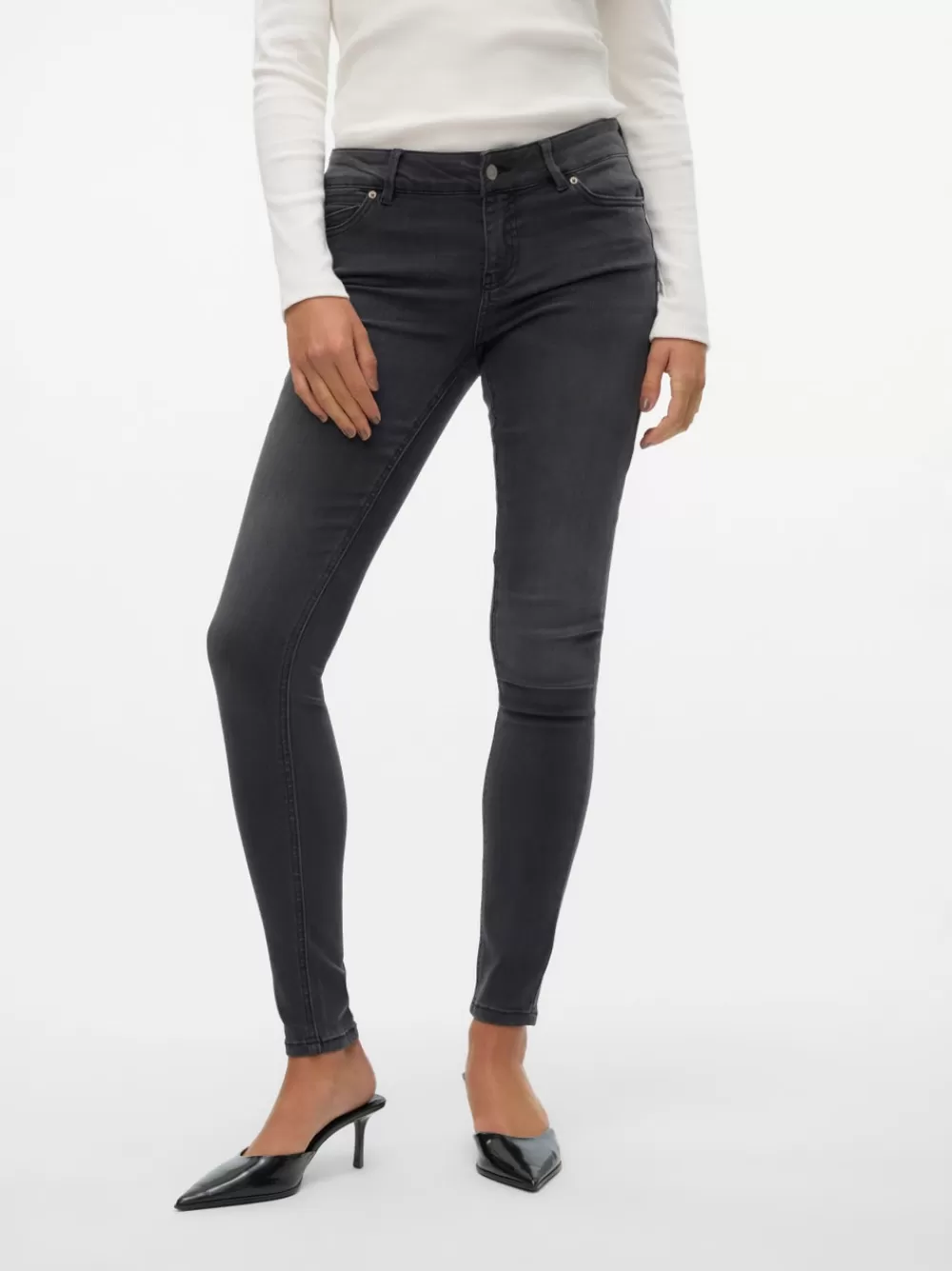 VERO MODA VMSYLVIA Matala vyötärö Skinny fit Farkut Medium Grey Denim Outlet