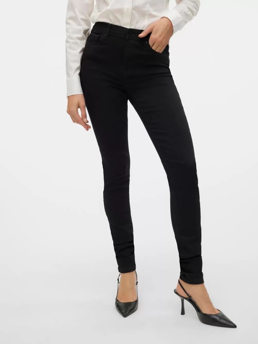 VERO MODA VMTANYA Normaali vyötärö Skinny fit Farkut Black New