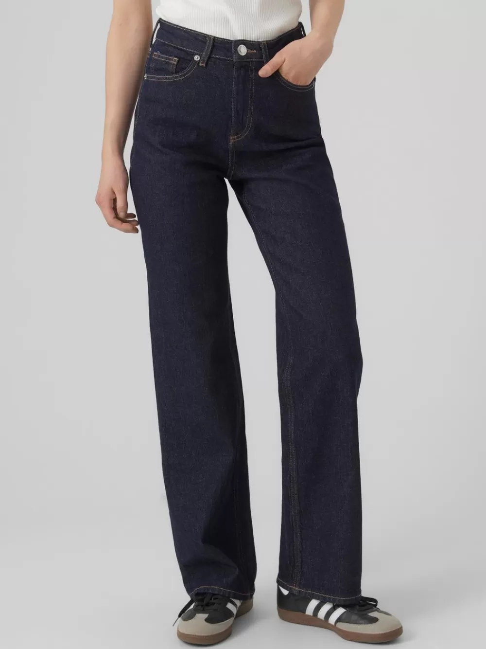 VERO MODA VMTESSA Korkea vyötärö Wide fit Farkut Dark Blue Denim Sale