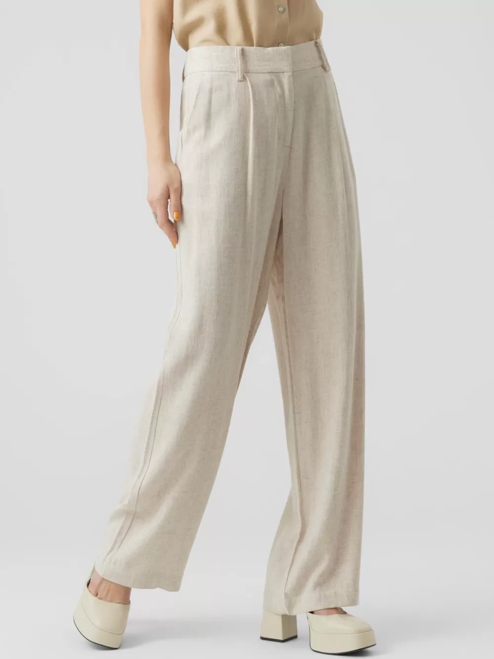 VERO MODA VMTIRAVER Normaali vyötärö Housut Oatmeal Online