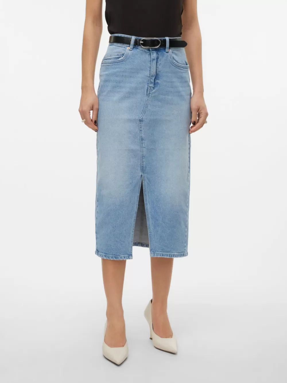 VERO MODA VMVERI Korkea vyötärö Midihame Light Blue Denim Outlet